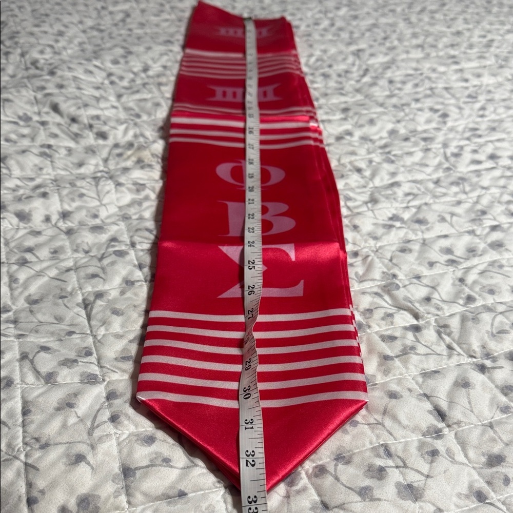 Pinkish Red and White Greek Letter Phi Beta Sigma Stole - Picture 4 of 5